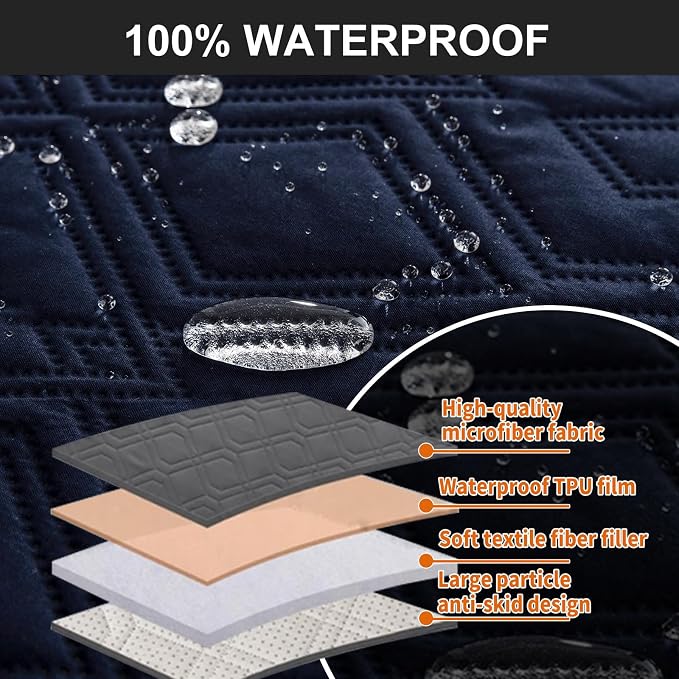 Genina Waterproof Couch Cover for Reclining Couch 3 Seater Non-Slip, Washable - Image 6