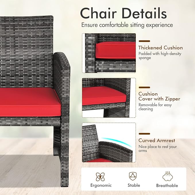 Goplus 4-Piece Rattan Patio Furniture Set, Outdoor Wicker Conversation Sofa - Image 4