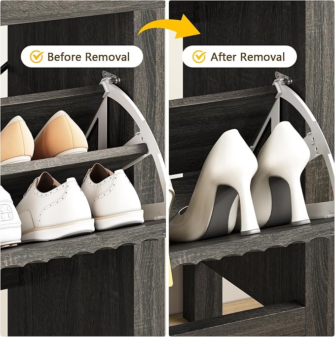 YOMILUVE Shoe Cabinet Storage for Entryway, Fluted Shoe Cabinet - Image 5