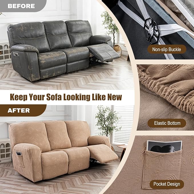 Gennia Recliner Sofa Covers 5 Pieces, Waterproof Sectional Couch Cover Stretch - Image 5