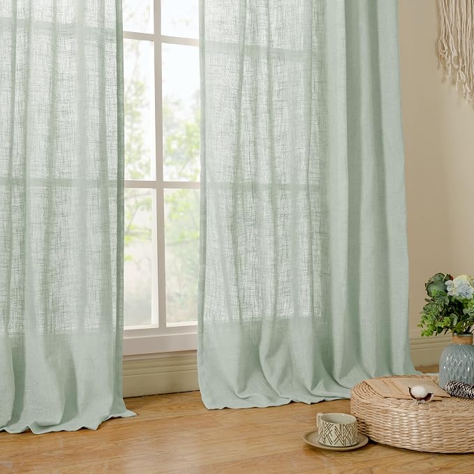 LAMIT Short Kitchen Linen Curtains 24 Inch Length - Image 9
