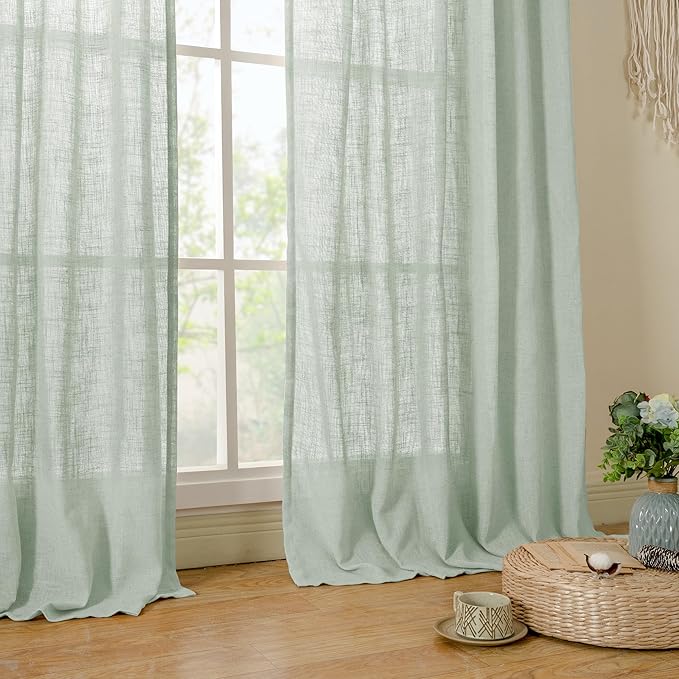 LAMIT Living Room Linen Curtains 95 Inch - Image 9
