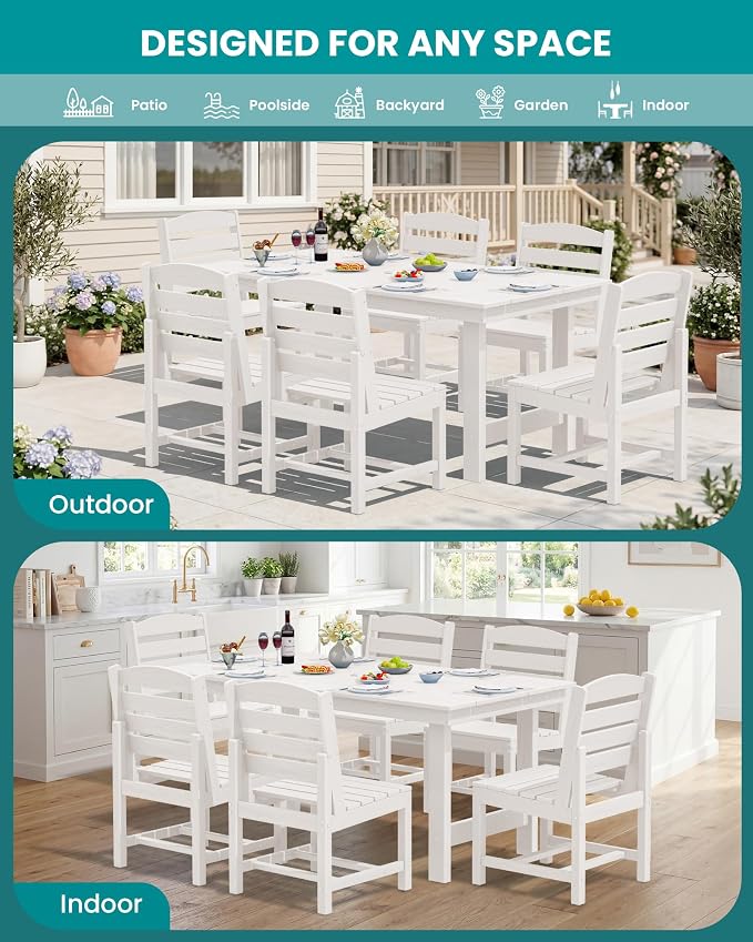 SERWALL Patio Dining Sets for 10 Person, HDPE Dining Set - Image 7