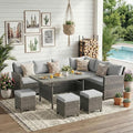 Wisteria Lane 7 Piece Patio Furniture Set, High Curved Back Wicker Outdoor by WisteriaLane