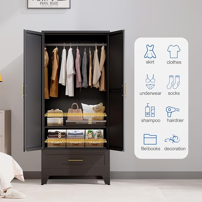 GAIOUS Steel Armoire Wardrobe Closet - Image 7