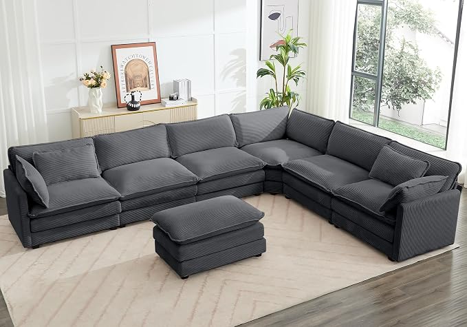 ROWHY 150'' Modular Sectional Corner Cloud Couch, 7 Seater Sofa Big Comfy by ROWHY