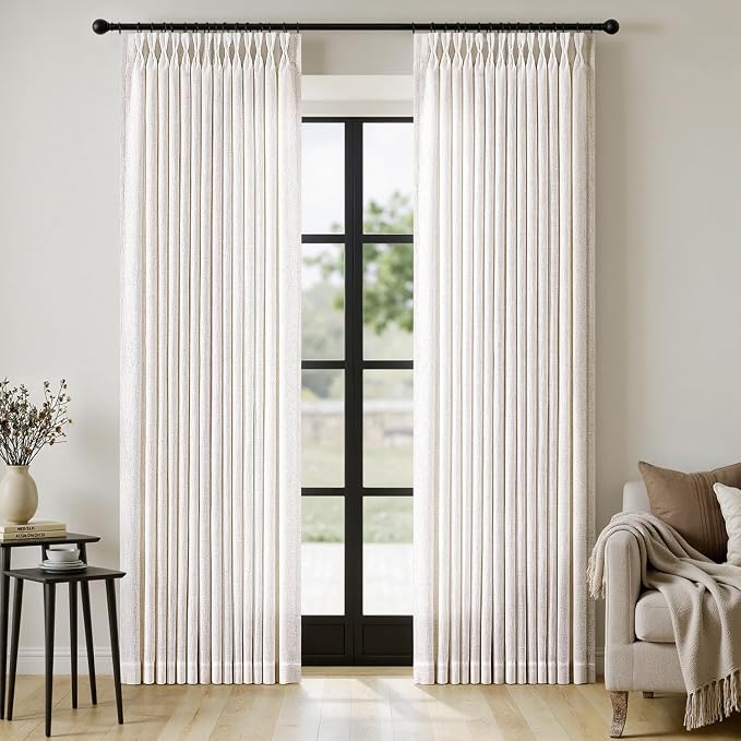 MIULEE Pinch Pleated Thick Linen Curtains 96 Inches Long 2 Panels by MIULEE
