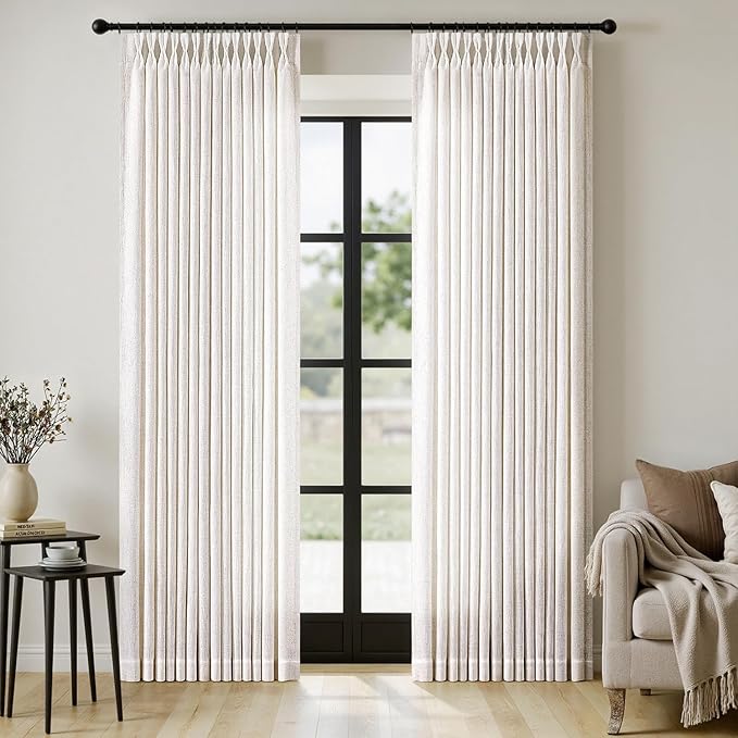 MIULEE Pinch Pleated Thick Linen Curtains 90 Inches Long 2 Panels by MIULEE