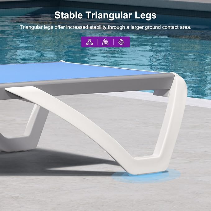PURPLE LEAF Patio Chaise Lounge Chair Outside Aluminum Plastic Stackable - Image 7