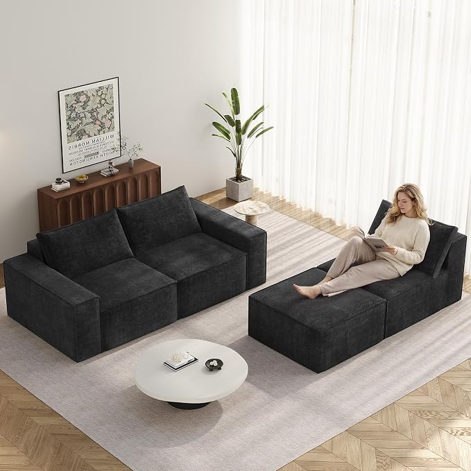 Vesgantti 114" Modular Boneless Couch, Modern 4 Sester Sectional Sofa by Vesgantti