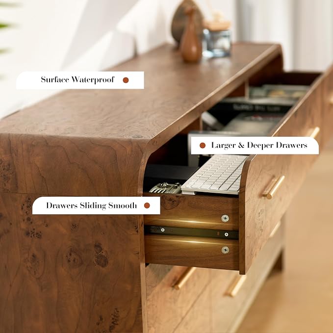 Curved 9-Drawer Dresser for Bedroom, Vanity Desk TV Stand for Living Room - Image 8