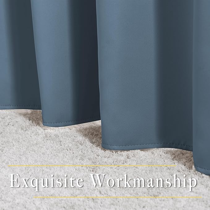 NICETOWN Smoky Blue Short Curtains 36 inches Long, Grommet Kitchen Window - Image 6