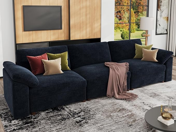 EASE MOOSE Modern 3 Seat Sectional Modular Sofa, FSC Certified Chenille Comfty - Image 3