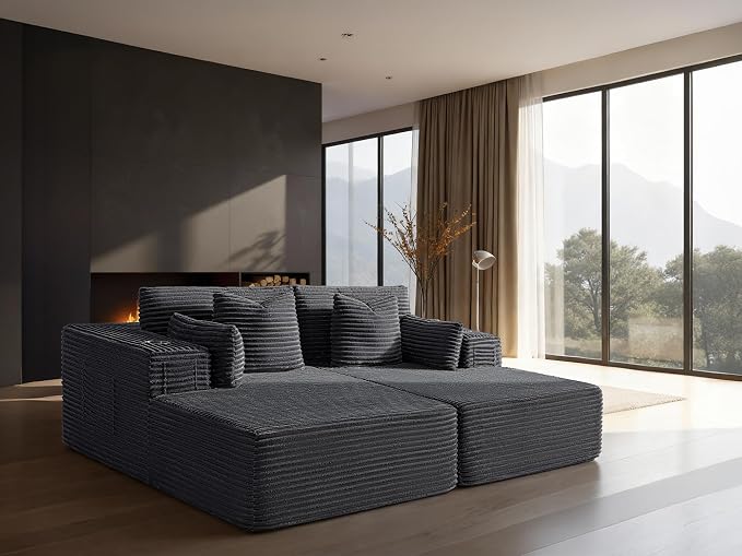 72" Cloud Sectional Couch, Comfort Sleep Sofa by VYUXWO