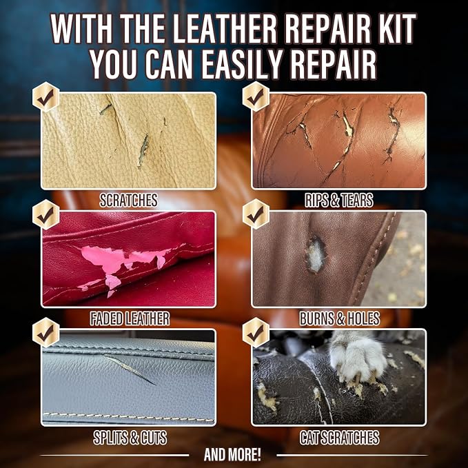 Leather Repair Kit for Furniture, Car Seats and Purse. Vinyl Repair Kit. Super - Image 2