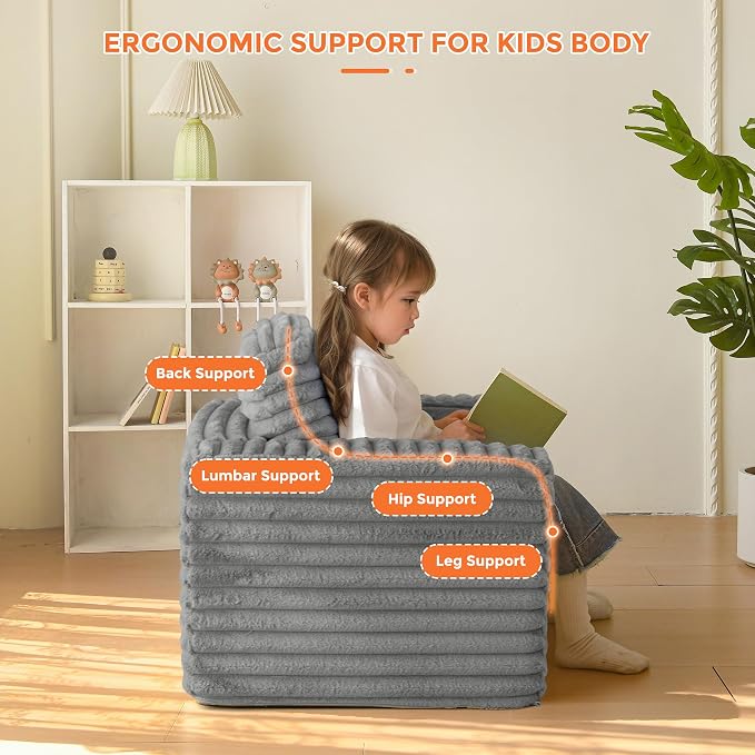 MAXYOYO Kids Bean Bag Chair, Comfy Faux Fur Bean Bag Sofa - Image 4