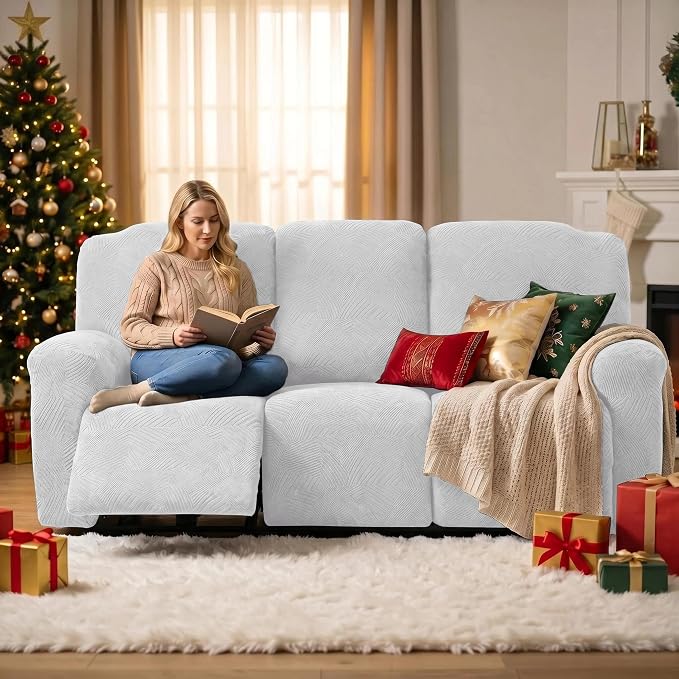 5-Piece Recliner Sofa Covers, Stretch Geometric Strokes Jacquard Recliner Sofa - Image 5