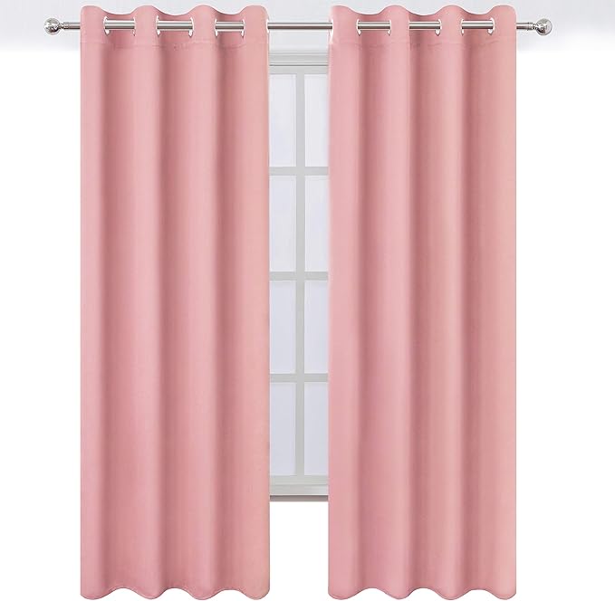 LEMOMO Blackout Curtains 66 x 84 inch/Pink Curtains Set of 2 Panels/Thermal - Image 2