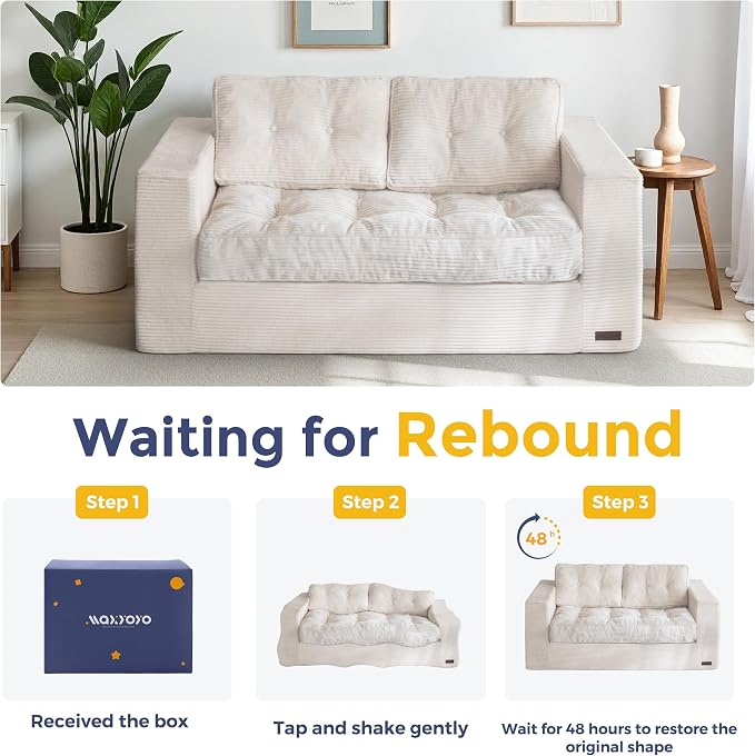 MAXYOYO Loveseat Sofa Couch, Upholstered Bean Bag Chair Cloud 2-Seat - Image 5