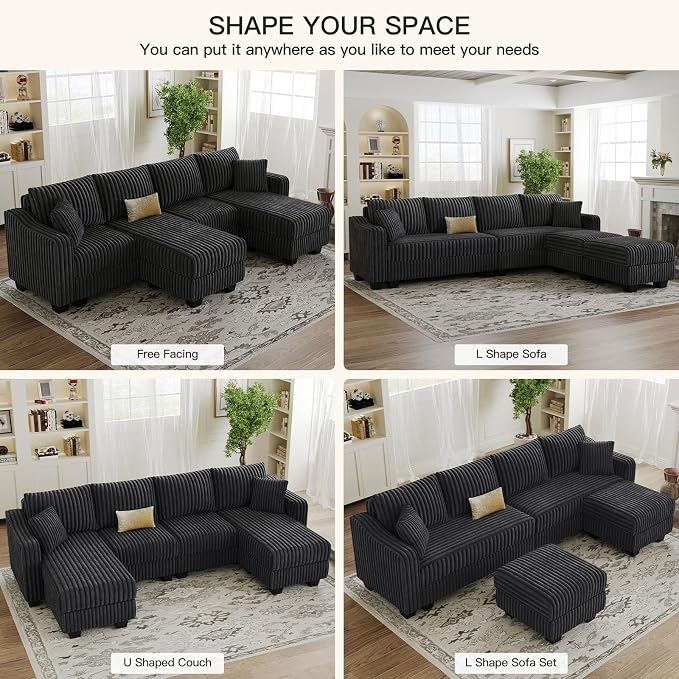 Belffin U Shaped Couch with Reversible Chaises Sectional Couches - Image 5