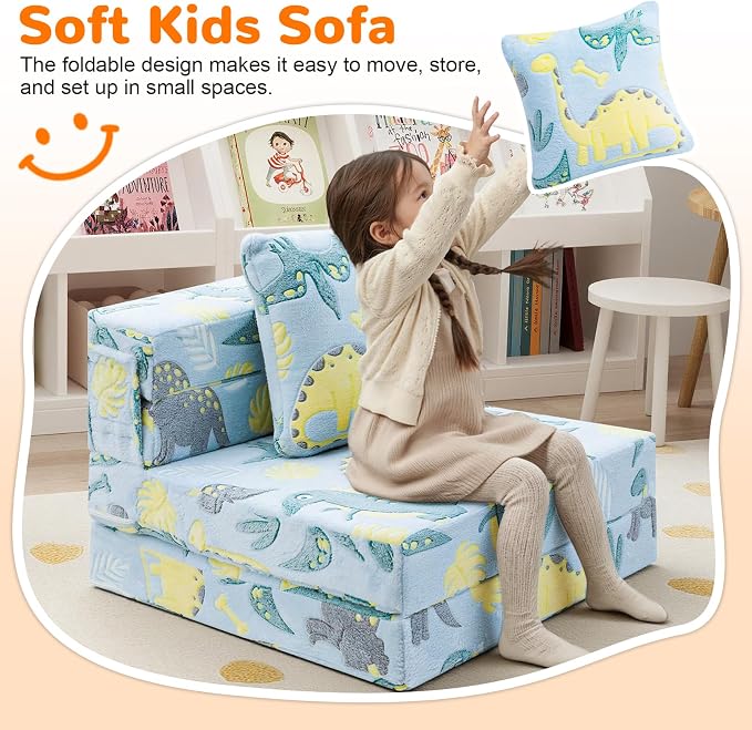 MeMoreCool Glow Dinosaur Tri-fold Sofa Bed - Image 2