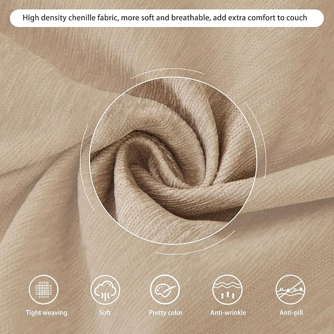 DREAMINGO Sofa Covers Washable Thick Chenille Couch Cover - Image 4