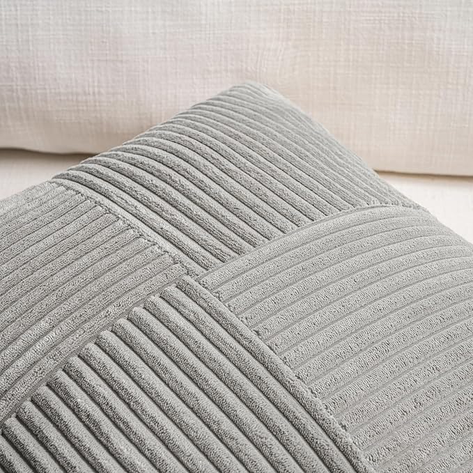 Fancy Homi 2 Packs Grey Lumbar Decorative Throw Pillow Covers 16x28 Inch - Image 3
