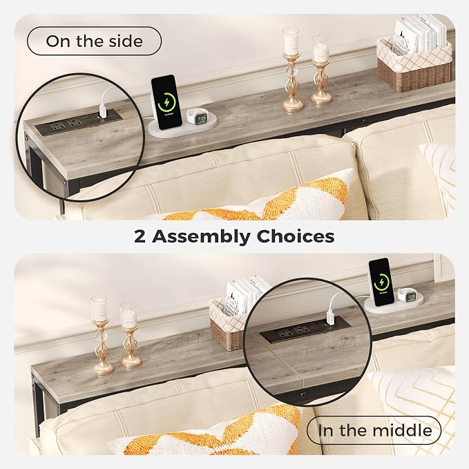 SUPERJARE Console Table with Outlet, 63 Inch Sofa Table with Charging Station - Image 5