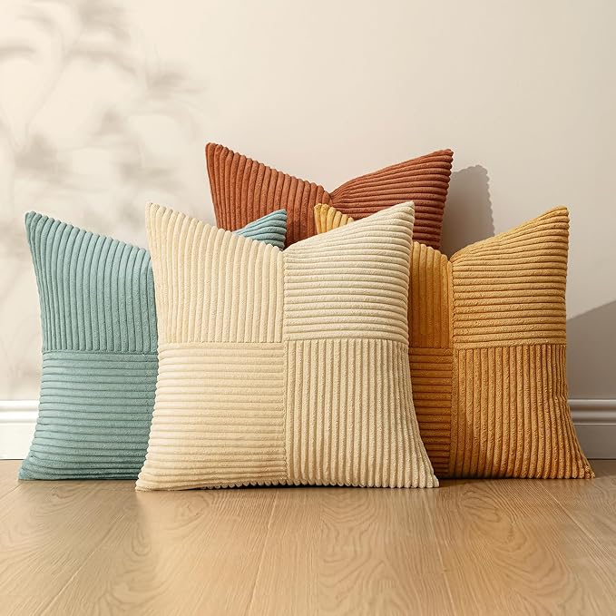 MIULEE Boho Farmhouse Decorative Throw Pillow Covers 18x18 Inch 4 Packs Soft - Image 5