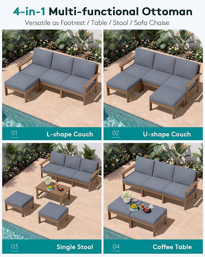SERWALL Outdoor Ottoman with Cushions - Image 5