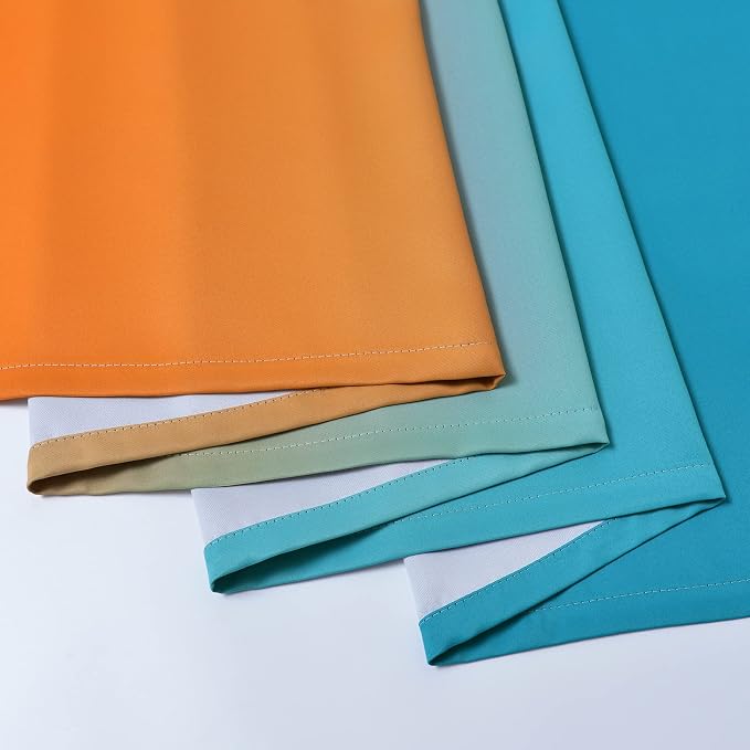 Yakamok Orange and Blue Blackout Curtains, Ombre Full Room Darkening Window - Image 8
