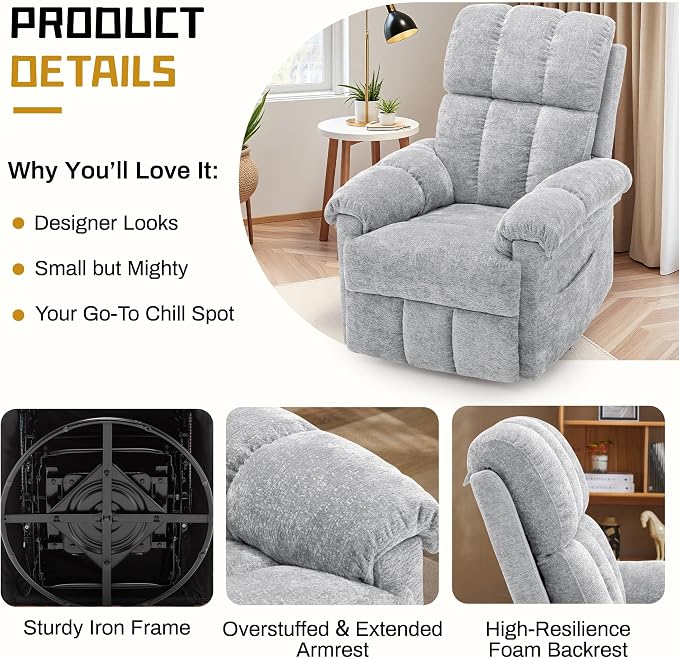 Korser Recliner Chair, Swivel Rocker Recliner Chair - Image 5