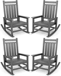 SERWALL Oversized Outdoor Rocking Chair Set of 4, HDPE Rocker by SERWALL
