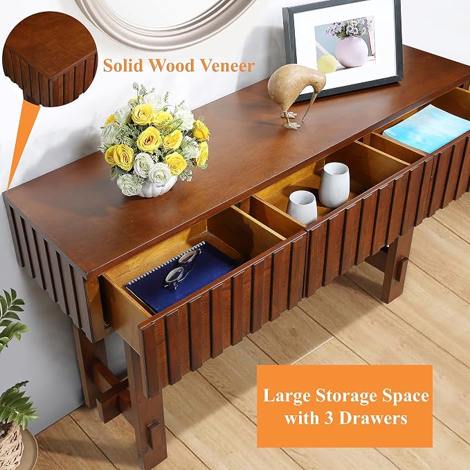 52" Wood Console Table for Entryway, Modern Sofa Table - Image 3