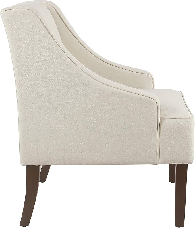 Homepop Upholstered Classic Swoop Arm Accent Chair Home Décor, Warm Ivory - Image 5