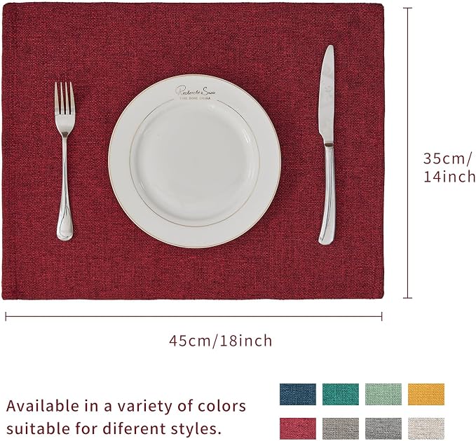 BALCONY & FALCON Placemats Set of 4 Faux Linen Cloth Place Mats Washable - Image 5