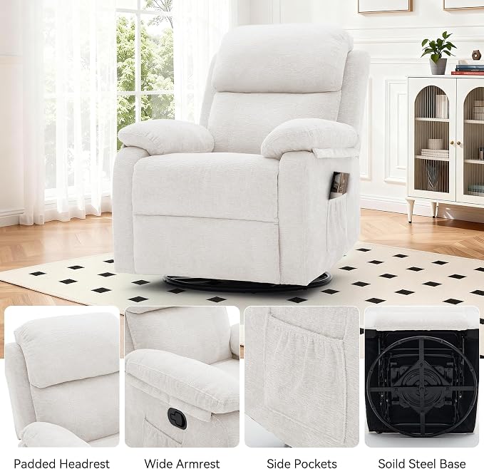 Korser Recliner Chair, 360 Swivel Rocker Chair - Image 6