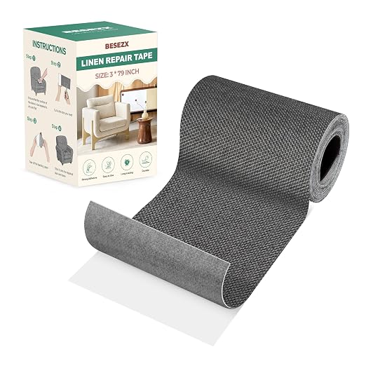 BESEZX Linen Fabric Repair Tape, 3x79 Inch Self Adhesive Repair Patches by Besezx