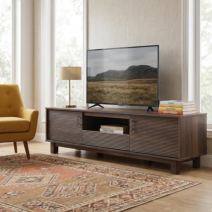 Amada 58" TV Stand for TVs up to 65 Inch, Fluted Entertainment Center - Image 4