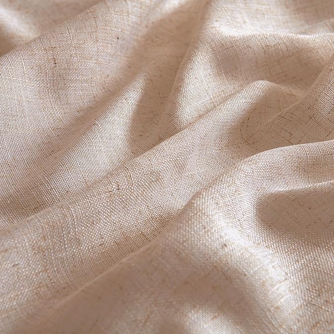MIULEE Natural Beige Linen Curtains 54 Inch Length 2 Panels - Image 4