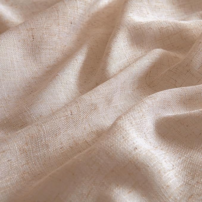 MIULEE Natural Beige Linen Curtains 96 Inches Long 2 Panels - Image 4