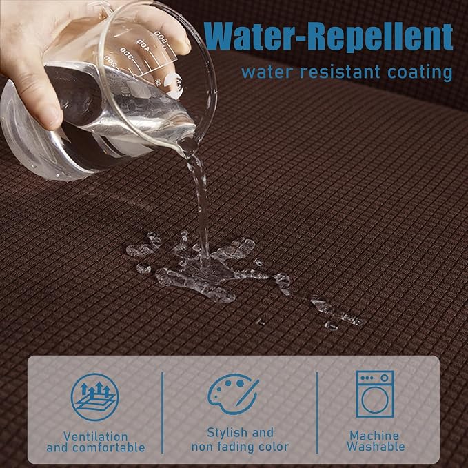 Water Repellent Couch Cushion Cover 3 Pieces Sofa Seat Cushion Covers, Stretch - Image 2