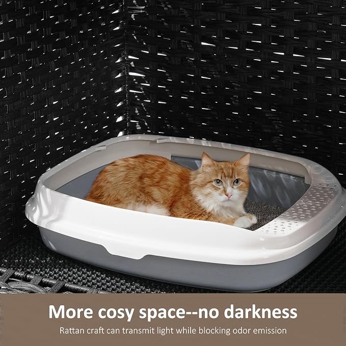 Cat Litter Box Enclosure with Soft Litter Mat; Hidden Cat Washroom Furniture - Image 5
