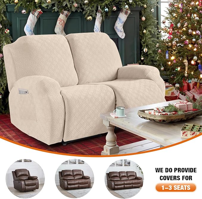 VANSOFY Recliner Cover, 2-Pieces Stretch Reclining Couch Cover - Image 4