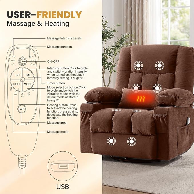 Swivel Recliner Chair for Adults - Image 4