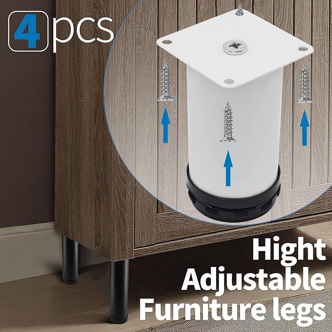 4 Inch Metal Furniture Legs Stainless Steel Adjustable Legs White Metal Legs - Image 4
