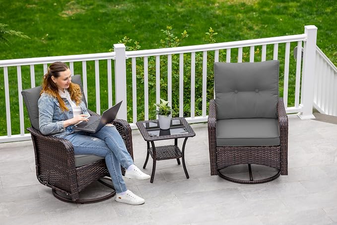 ALAULM Outdoor Swivel Rocking Chairs Set of 2 - Image 2