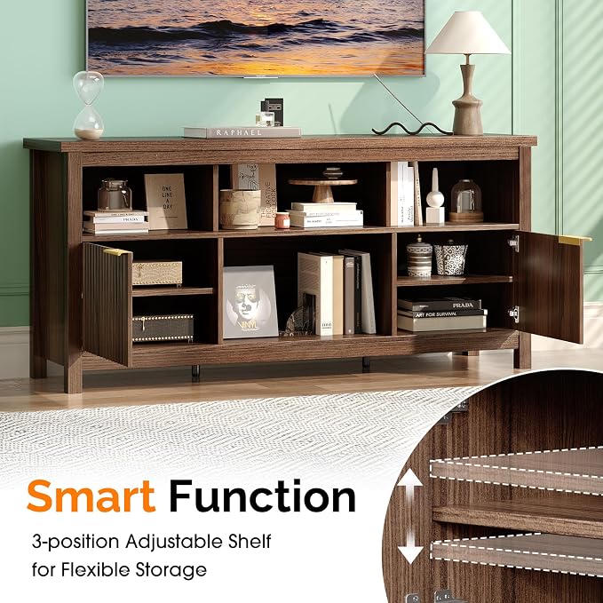 VINGLI 58" Fluted TV Stand for TVs up to 70", Modern TV Stand - Image 5