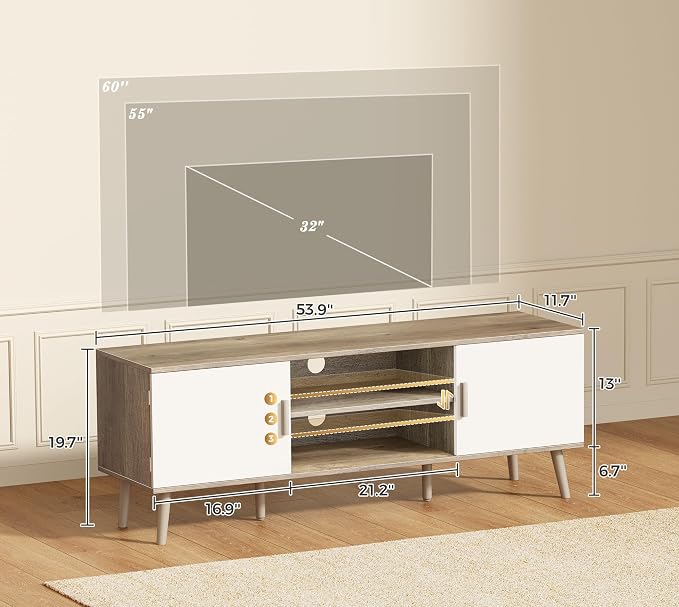 SUPERJARE TV Stand for 55 Inch TV, Entertainment Center - Image 3