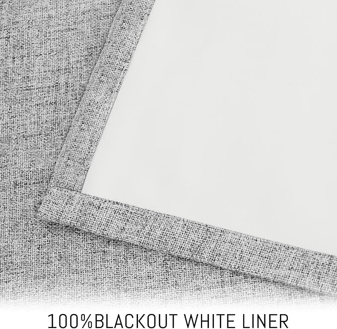 Yakamok Dove Grey Linen Curtains 100% Blackout 63 Inches Long, Room Darkening - Image 3